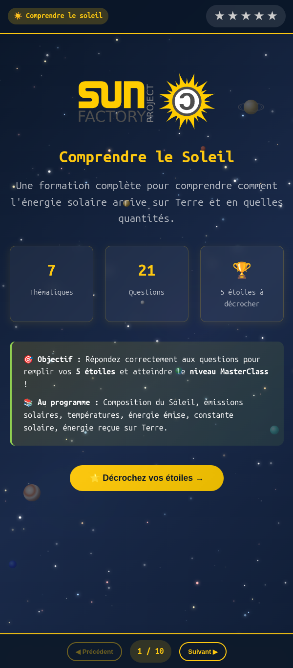 Comprendre le soleil Quizz